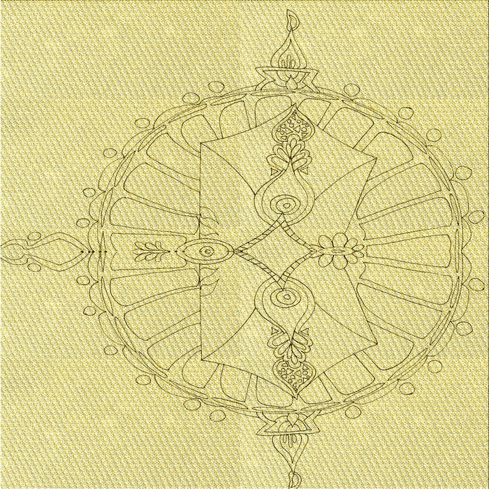 Round Patterned Yellow Rug, pat1964yw