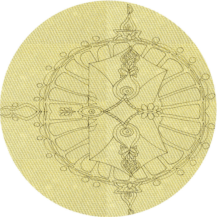 Square Machine Washable Transitional Yellow Rug in a Living Room, wshpat1964yw