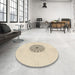 Round Patterned Moccasin Beige Rug in a Office, pat1965brn