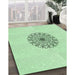 Patterned Mint Green Rug in Family Room, pat1965grn