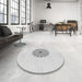 Round Patterned Platinum Gray Rug in a Office, pat1965gry