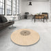 Round Patterned Moccasin Beige Rug in a Office, pat1965org