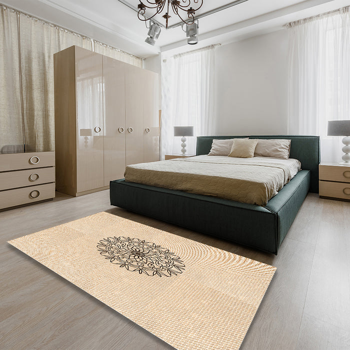 Patterned Moccasin Beige Rug in a Bedroom, pat1965org