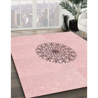 Patterned Light Coral Pink Rug, pat1965rd