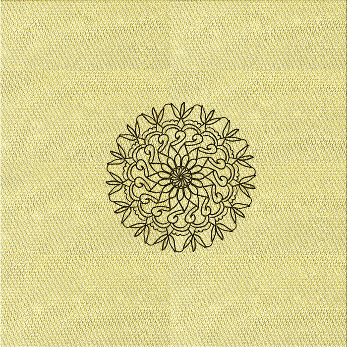 Round Machine Washable Transitional Yellow Rug, wshpat1965yw