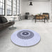 Round Patterned Lavender Blue Rug in a Office, pat1966blu