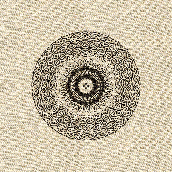 Round Patterned Moccasin Beige Rug, pat1966brn