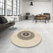 Round Patterned Moccasin Beige Rug in a Office, pat1966brn