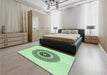 Round Machine Washable Transitional Mint Green Rug in a Office, wshpat1966grn