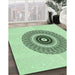 Machine Washable Transitional Mint Green Rug in a Family Room, wshpat1966grn