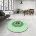 Round Patterned Mint Green Rug in a Office, pat1966grn