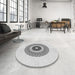 Round Patterned Platinum Gray Rug in a Office, pat1966gry