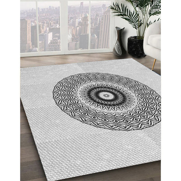 Patterned Platinum Gray Rug in Family Room, pat1966gry
