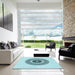 Machine Washable Transitional Electric Blue Rug in a Kitchen, wshpat1966lblu