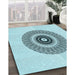 Patterned Electric Blue Rug in Family Room, pat1966lblu
