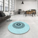 Round Patterned Electric Blue Rug in a Office, pat1966lblu