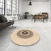 Round Patterned Bronze Brown Rug in a Office, pat1966org