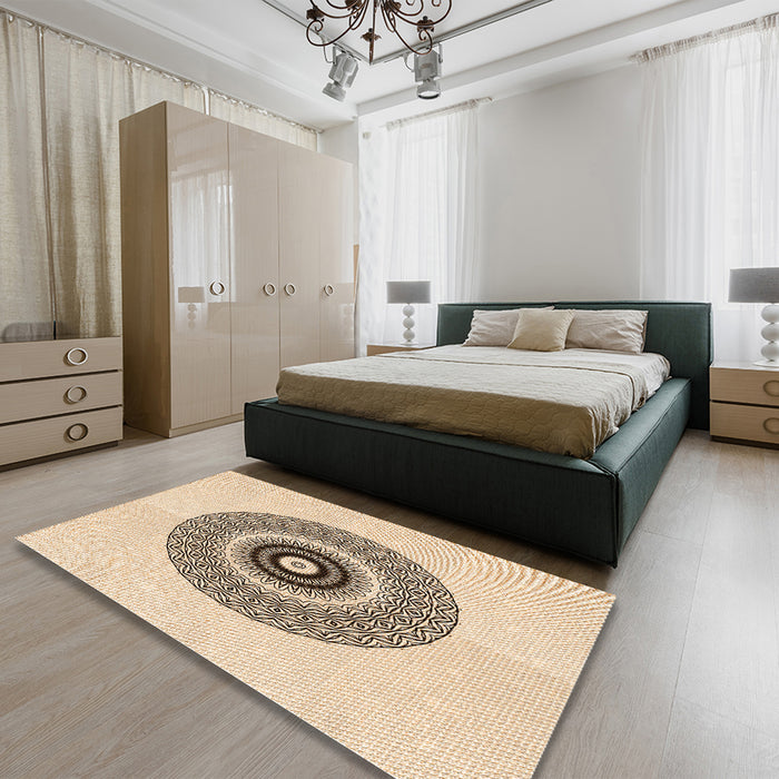 Patterned Bronze Brown Rug in a Bedroom, pat1966org