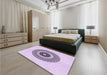 Round Machine Washable Transitional Lilac Purple Rug in a Office, wshpat1966pur