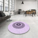 Round Patterned Lilac Purple Rug in a Office, pat1966pur