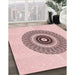 Patterned Pink Rug in Family Room, pat1966rd