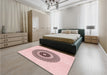 Round Machine Washable Transitional Pink Rug in a Office, wshpat1966rd