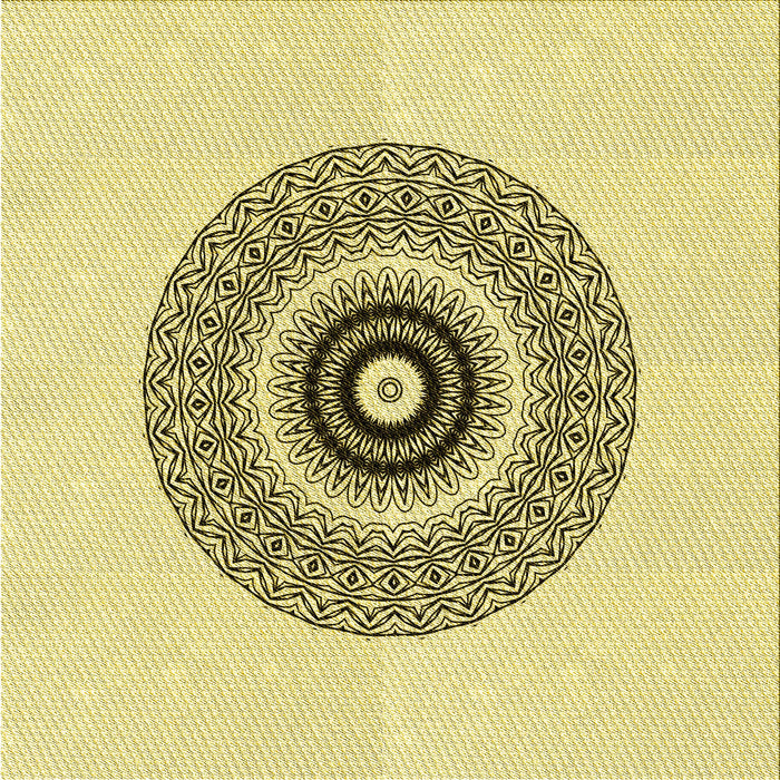 Round Patterned Sun Yellow Rug, pat1966yw