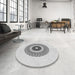 Round Machine Washable Transitional White Smoke Rug in a Office, wshpat1966