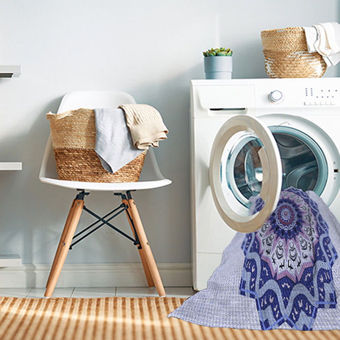 Machine Washable Transitional Blue Rug in a Washing Machine, wshpat1967blu