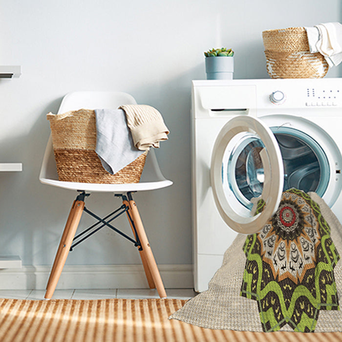 Machine Washable Transitional Khaki Gold Rug in a Washing Machine, wshpat1967brn