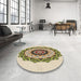 Round Patterned Khaki Gold Rug in a Office, pat1967brn