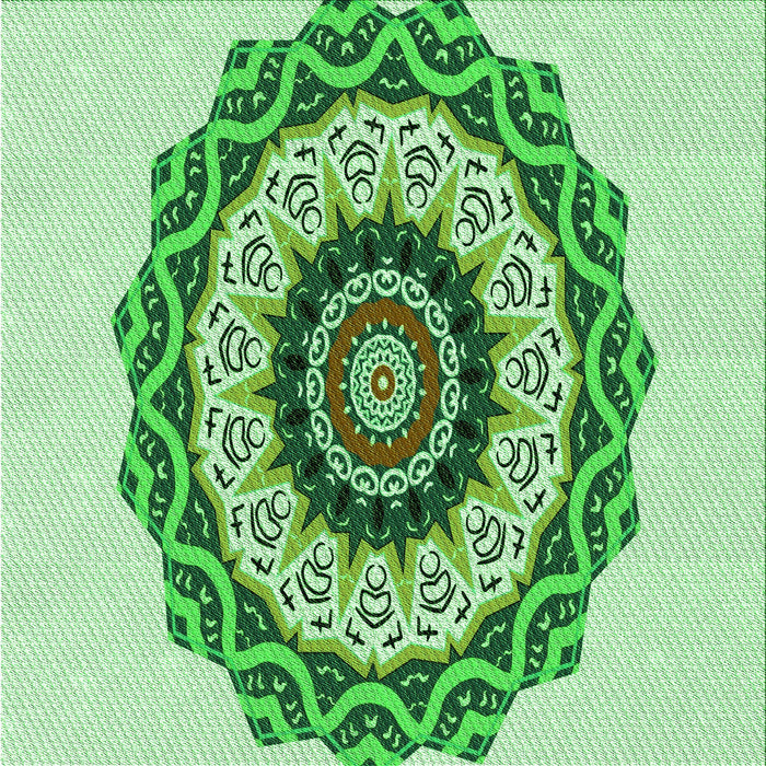 Round Patterned Green Rug, pat1967grn