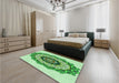 Patterned Green Rug in a Bedroom, pat1967grn