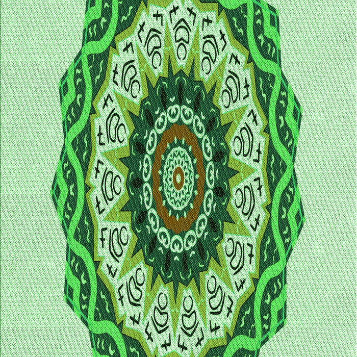 Machine Washable Transitional Green Rug, wshpat1967grn