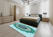 Patterned Deep-Sea Green Rug in a Bedroom, pat1967lblu