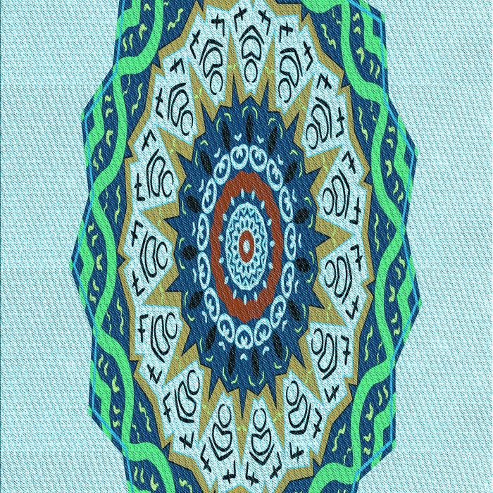 Patterned Deep-Sea Green Rug, pat1967lblu