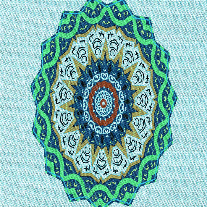Round Machine Washable Transitional Deep-Sea Green Rug, wshpat1967lblu