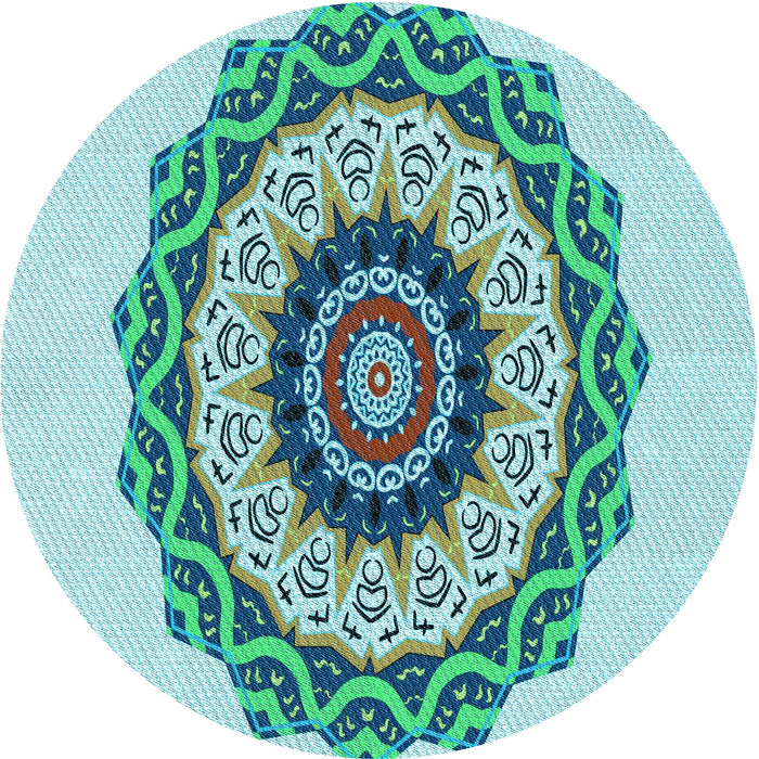 Square Patterned Deep-Sea Green Rug, pat1967lblu