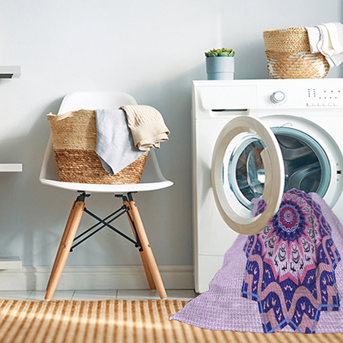 Machine Washable Transitional Blossom Pink Rug in a Washing Machine, wshpat1967pur