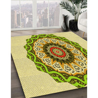 Patterned Dark Golden Brown Rug, pat1967yw