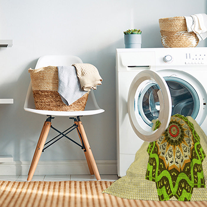 Machine Washable Transitional Dark Golden Brown Rug in a Washing Machine, wshpat1967yw