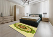 Patterned Dark Golden Brown Rug in a Bedroom, pat1967yw