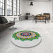 Round Patterned Gray Novelty Rug in a Office, pat1967