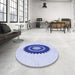 Round Patterned Lavender Blue Rug in a Office, pat1968blu