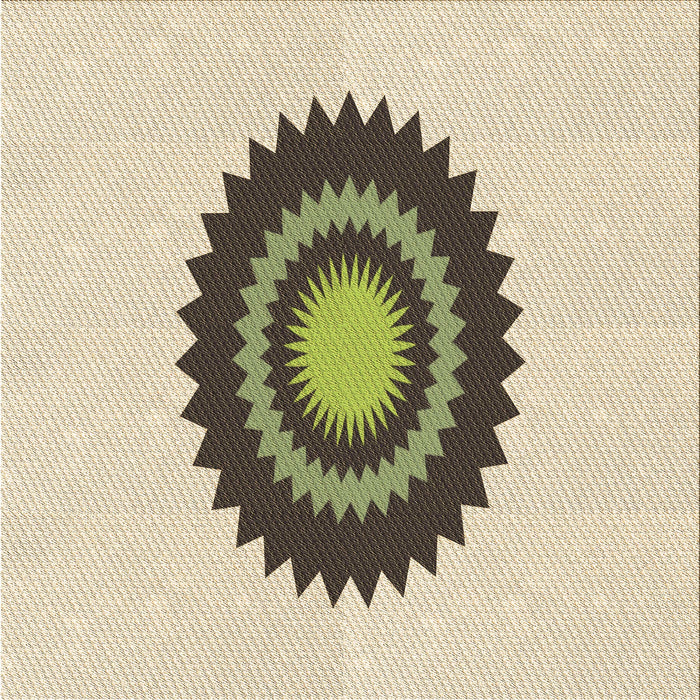 Round Patterned Vanilla Gold Rug, pat1968brn