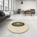 Round Patterned Vanilla Gold Rug in a Office, pat1968brn