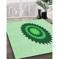 Patterned Light Green Rug, pat1968grn