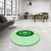 Round Patterned Light Green Rug in a Office, pat1968grn