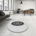 Round Patterned Gray Rug in a Office, pat1968gry