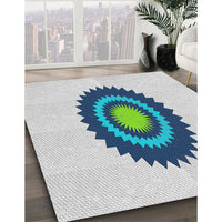 Patterned Slate Blue Grey Novelty Rug, pat1968